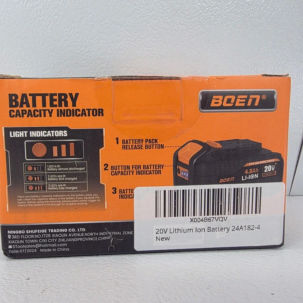 BOEN 20V 4.0Ah Lithium Ion Battery for BOEN‎ Tools MLK5X 1104 HS40